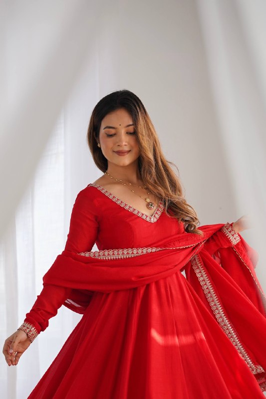 RED ANARKALI SUIT KNB103