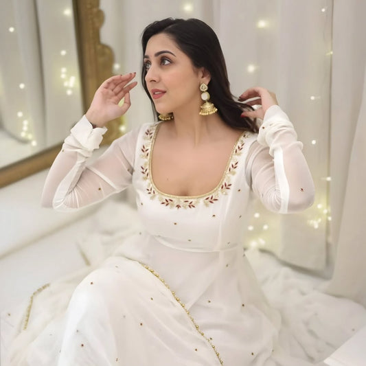 Raaha White Anarkali Suit