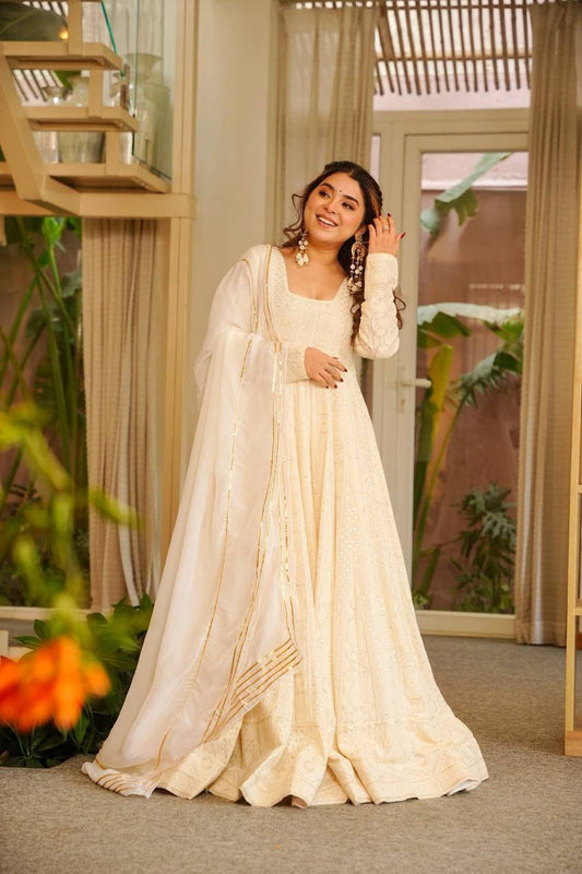 Eid Special Premium Readymade off white Anarkali SuitSe 6115