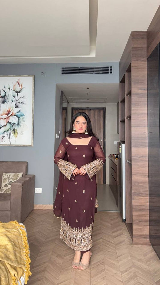 Palash Designer Embroidered Zari Sequins Work Pakistani Suit Set