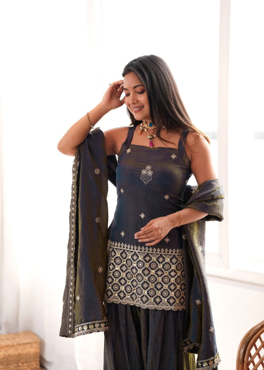 Scarlett Vichitra Silk Farshi Suit Set