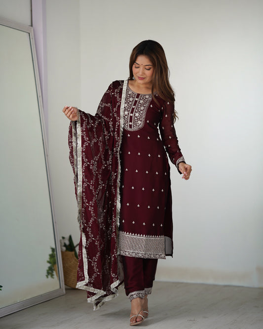 Mahi's MAROON SUIT SET