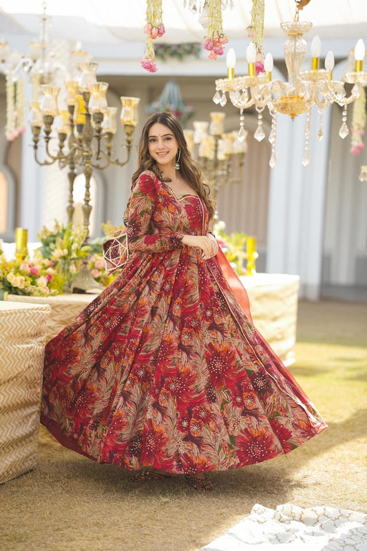 MALTI COLOUR DIGITAL PRINTED ANARKALI SUIT SET