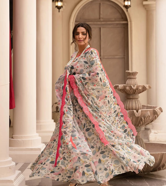 HEENA'S' DESIGNER READYMADE GOWN SINON FABRIC