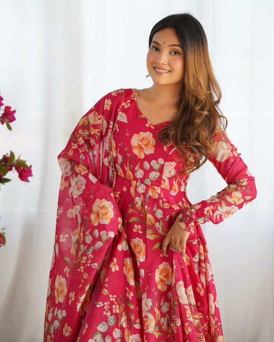 Pink Rose Kurta Set