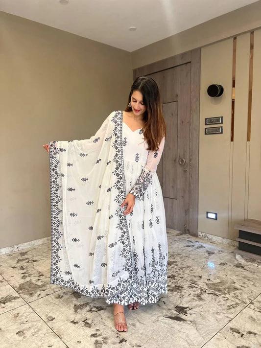 White Design Premium Anarkali Suit Set 341