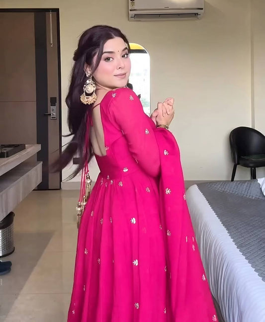 Classic Pink Anarkali Suit Set