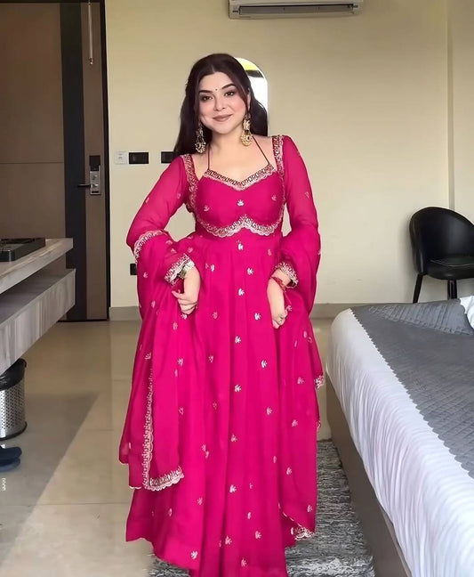 Classic Pink Anarkali Suit Set