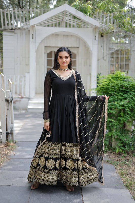 LImika's Black Premium Quality Anarkali Suit Set