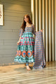 Sparkling Blue Georgette Gown With Dupatta WL7004