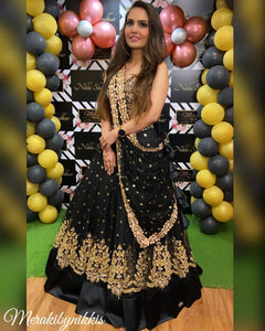 BLACK Colored Partywear Designer Embroidered Lehenga WL-449