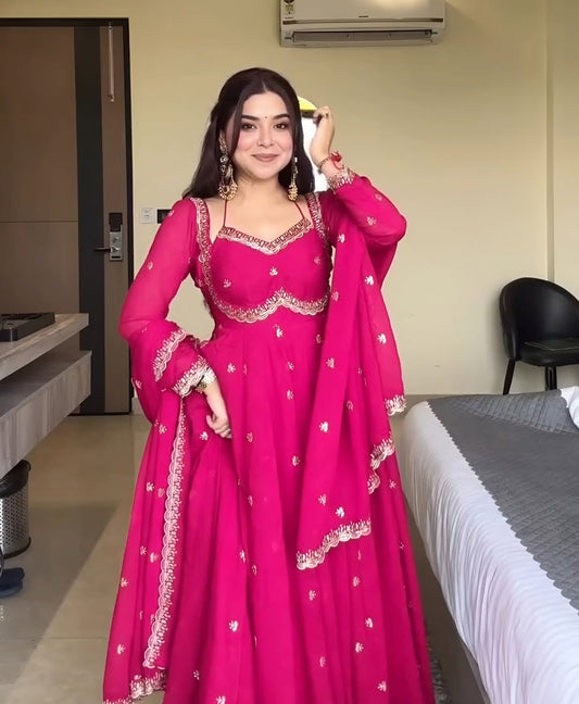Bloom  Pink Anarkali Suit Set