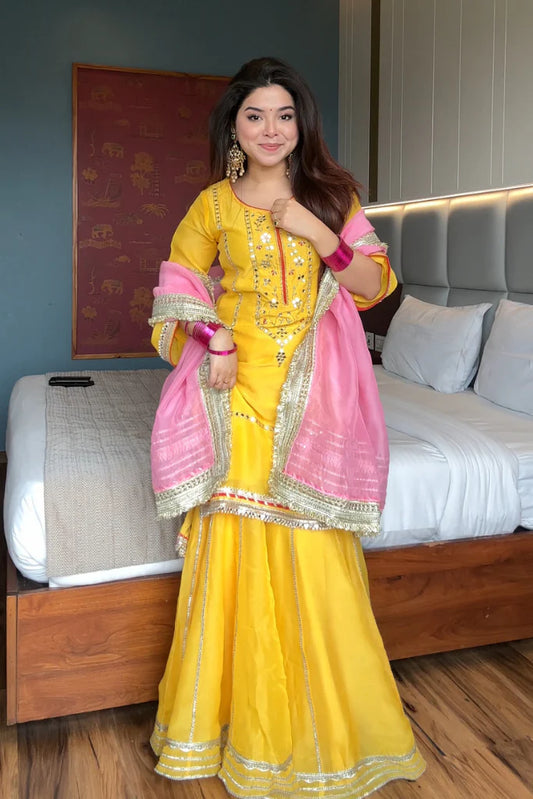 Yellow Sharara Suit Set