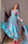 ANISKA SKY BLUE FLORAL PRINT ORGANZA SUIT SET