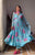 ANISKA SKY BLUE FLORAL PRINT ORGANZA SUIT SET
