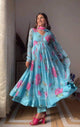 ANISKA SKY BLUE FLORAL PRINT ORGANZA SUIT SET