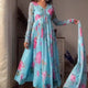 ANISKA SKY BLUE FLORAL PRINT ORGANZA SUIT SET