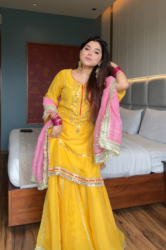 Yellow Sharara Suit Set