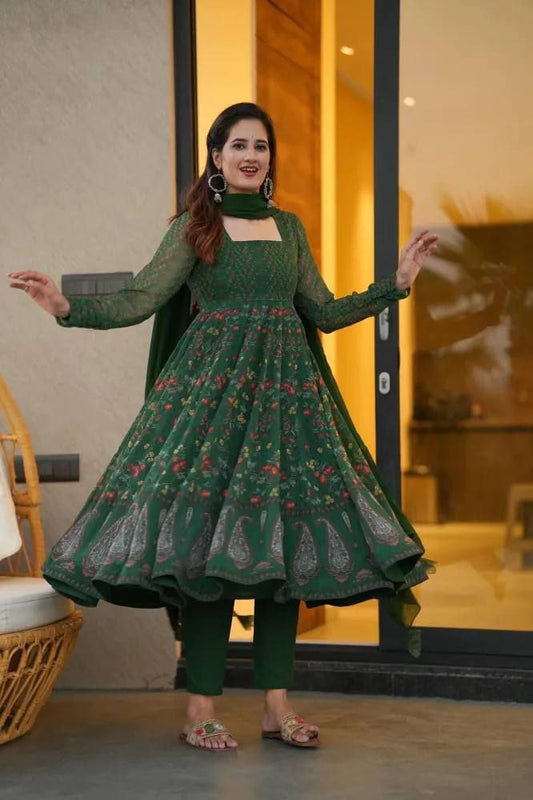 Sathiya Premium Quality Green Anarkali Suit Set