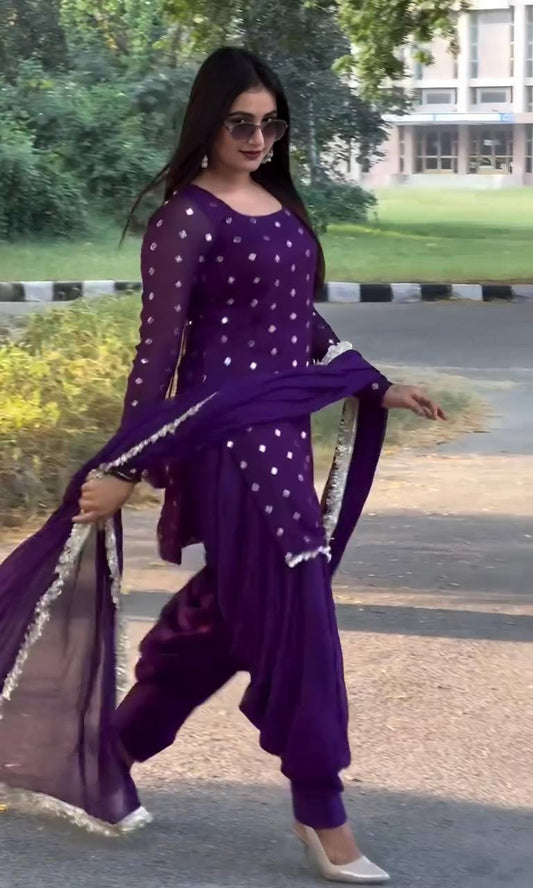 Nupur Purple Dhoti Suit Set