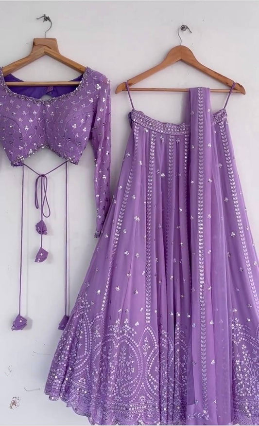 Light Purple Colour Embroidered Lehenga Choli