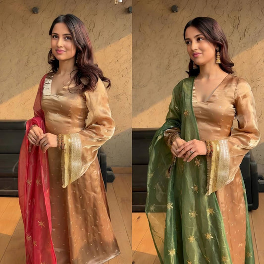 Kanika Zimmy Choo Duble Dupatta Red & Green Suit Set