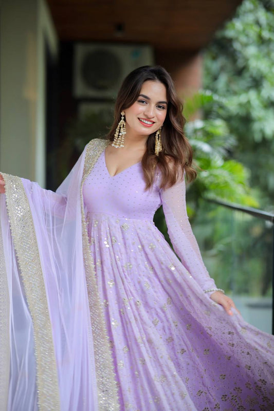 Prisha Purple Anarkali Suit Set