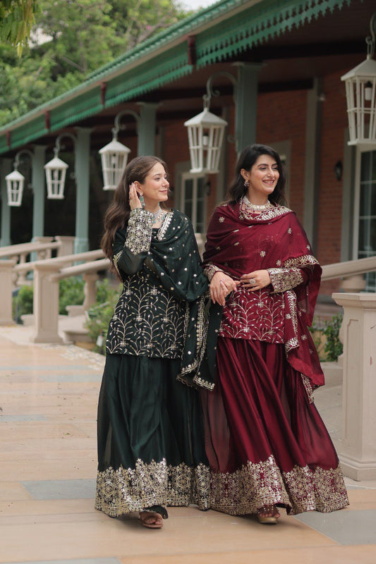 Avni Designer Readymade Kurti Plazoo Dupatta Set