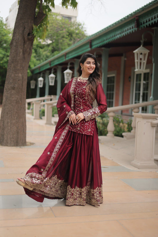 Avni Designer Readymade Kurti Plazoo Dupatta Set