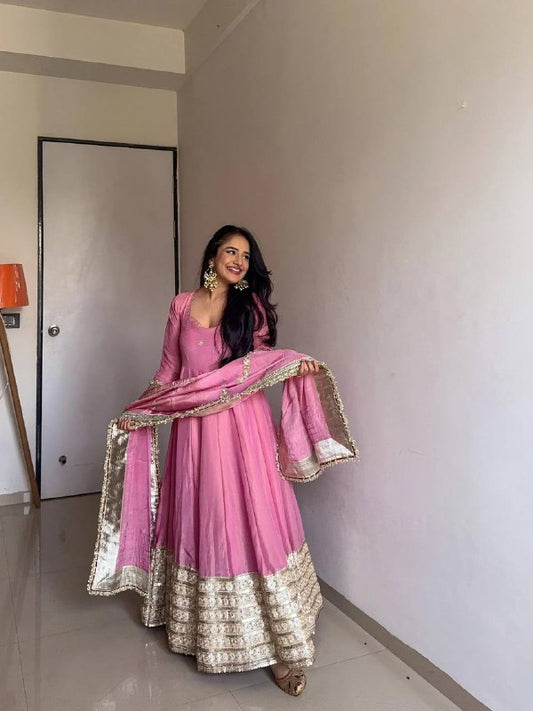 Rani Vichitra Silk Anarkali Suit Set