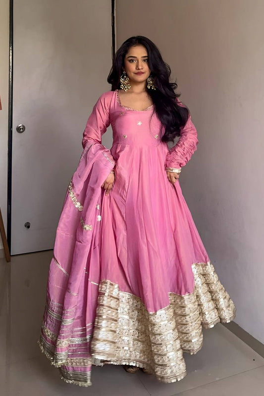 Rani Vichitra Silk Anarkali Suit Set