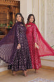 RANI & WINE EMBROIDERED GEORGETTE ANARKALI SUIT SET