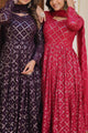 RANI & WINE EMBROIDERED GEORGETTE ANARKALI SUIT SET