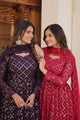 RANI & WINE EMBROIDERED GEORGETTE ANARKALI SUIT SET
