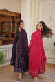 RANI & WINE EMBROIDERED GEORGETTE ANARKALI SUIT SET