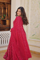 RANI & WINE EMBROIDERED GEORGETTE ANARKALI SUIT SET