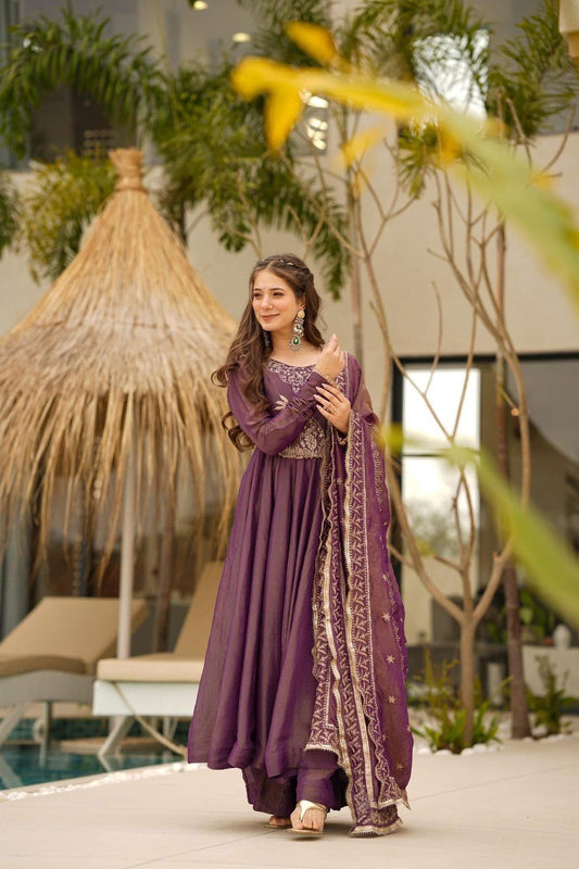Vedika Cosmo Silk Anarkali Premium Suit Set