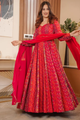 MASLIN FULL FLAIR WITH KALI PATTERN AND CANVAS PATTA WITH DUPPTA SET READY TO WEAR