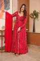 MASLIN FULL FLAIR WITH KALI PATTERN AND CANVAS PATTA WITH DUPPTA SET READY TO WEAR
