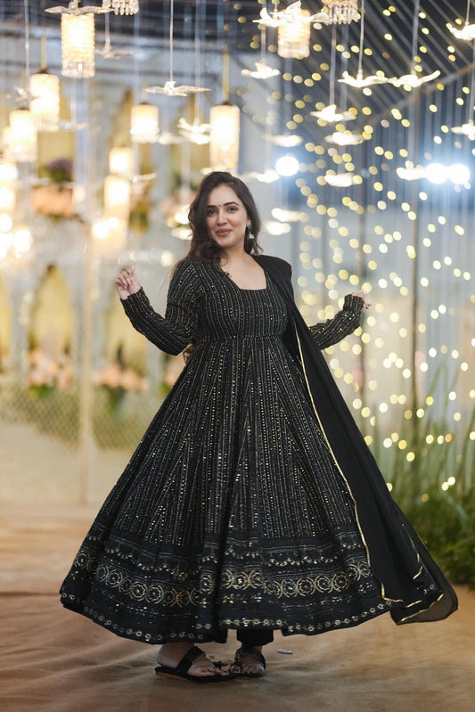 BLACK STAR BLACK EMBROIDERED GEORGETTE SUIT SET