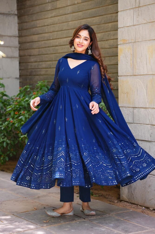 WHISPERING BREEZE GEORGETTE EMBROIDERED SUIT SET