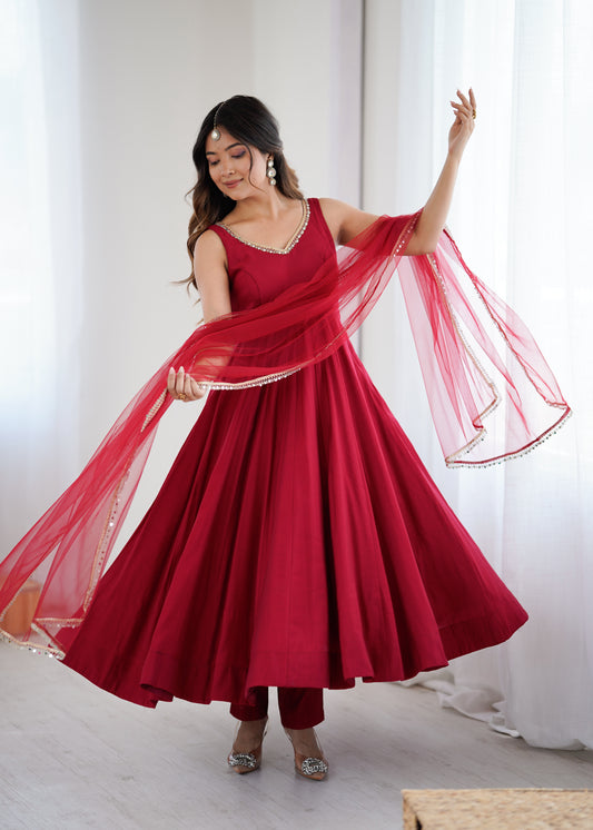 Nitya Maroon Color Anarkali Suit Set