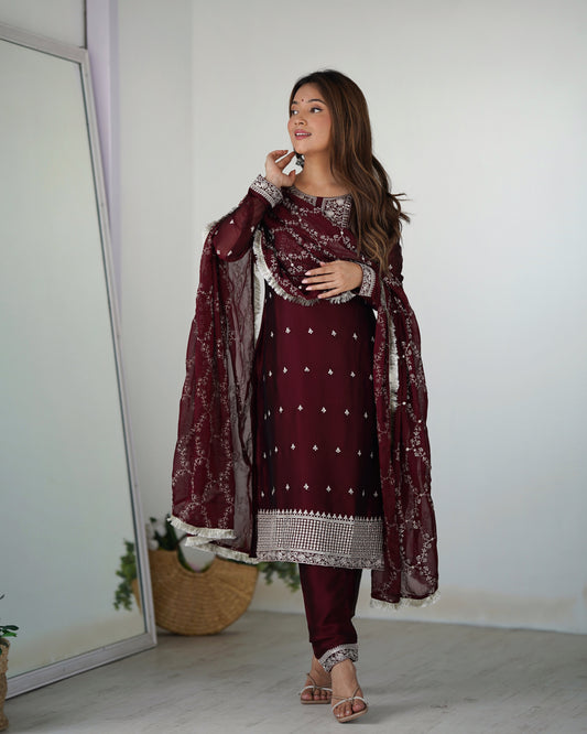 Mahi's MAROON SUIT SET