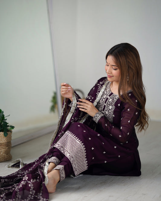 Mahi's WINE MAROON SUIT SET