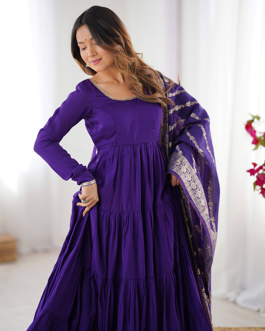 Dark Blue Chanderi Kurta Set