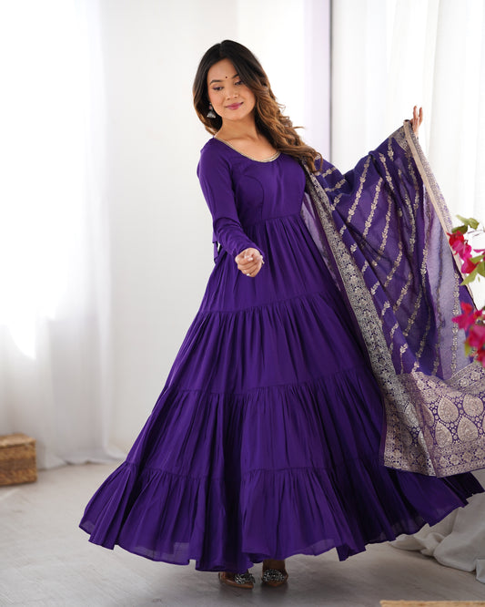 Dark Blue Chanderi Kurta Set