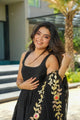 EMBELLISHED BLACK CHANDERI SUIT SET