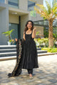 EMBELLISHED BLACK CHANDERI SUIT SET