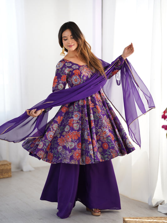 Purple Sharara Set