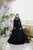 SOLID BLACK LONG FLAIR LESS BODER SET WITH DUPATTA-TD-114